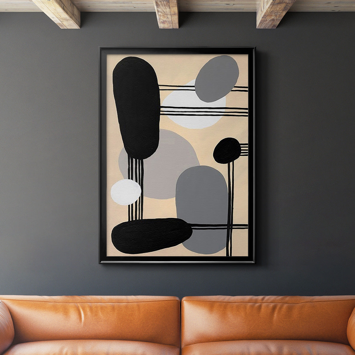 Interconnected Shapes I - Modern Framed Canvas Print