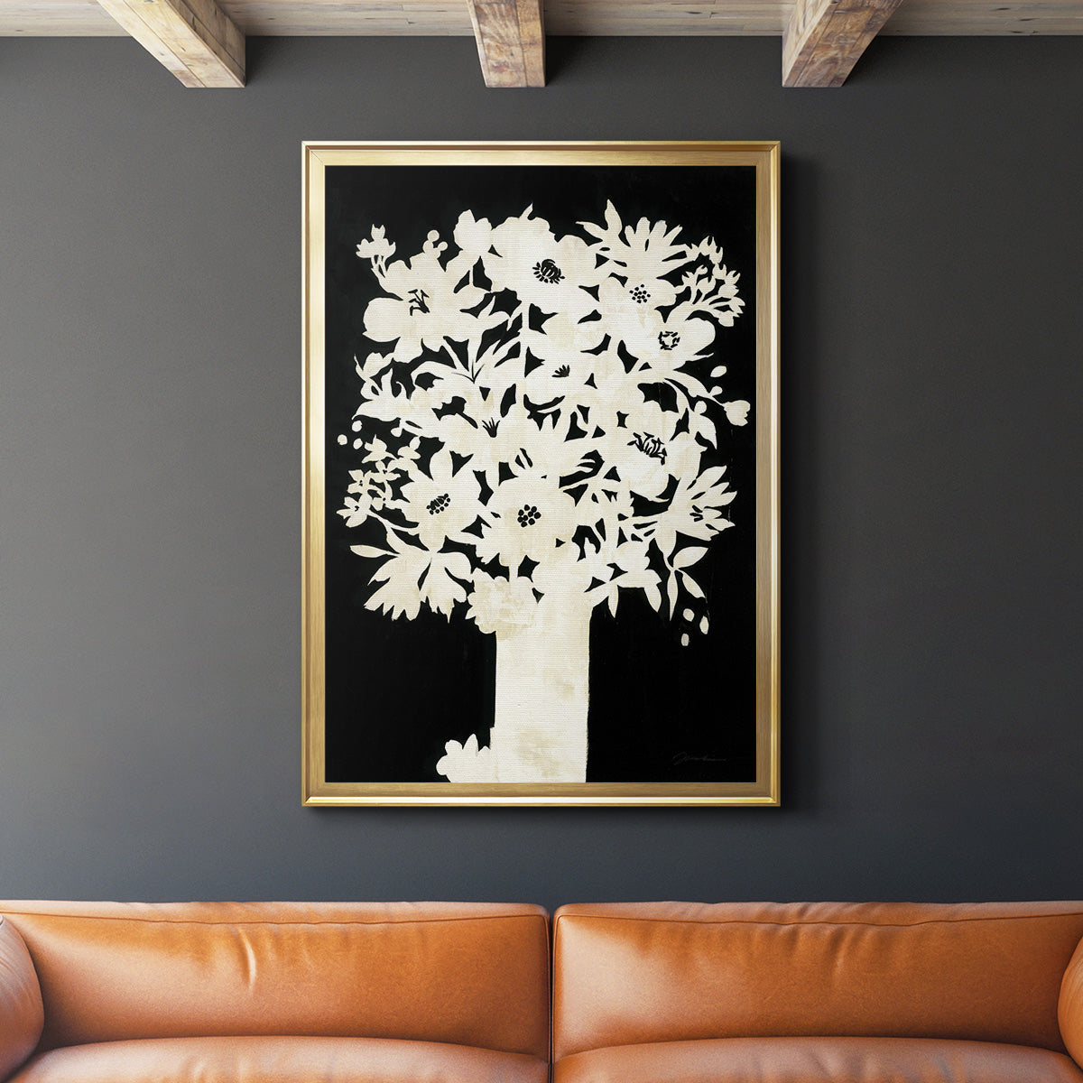 Floral Silhouette - Modern Framed Canvas Print