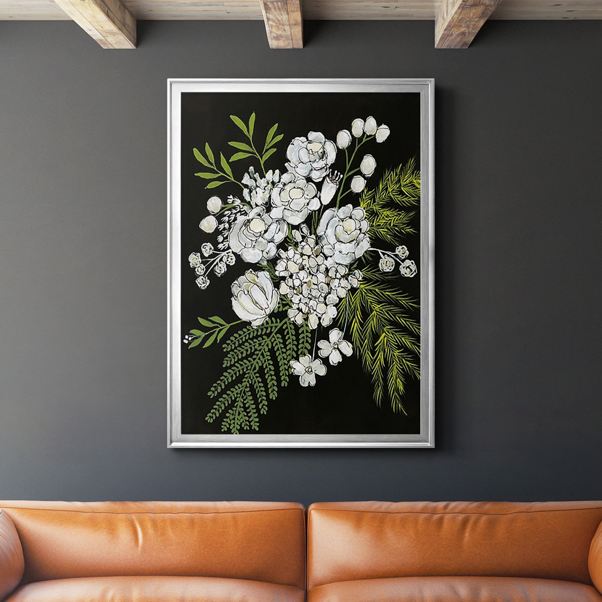 Alabaster Bouquet I - Modern Framed Canvas Print