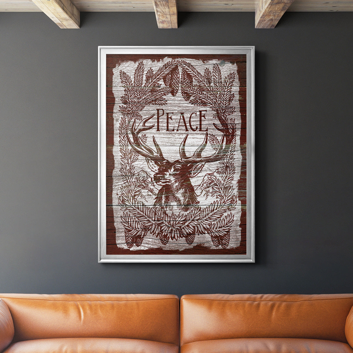 Red Wood Peace -  Framed Canvas Print