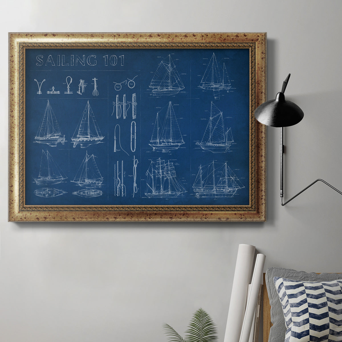 Sailing Infograph Premium Framed Canvas- Ready to Hang