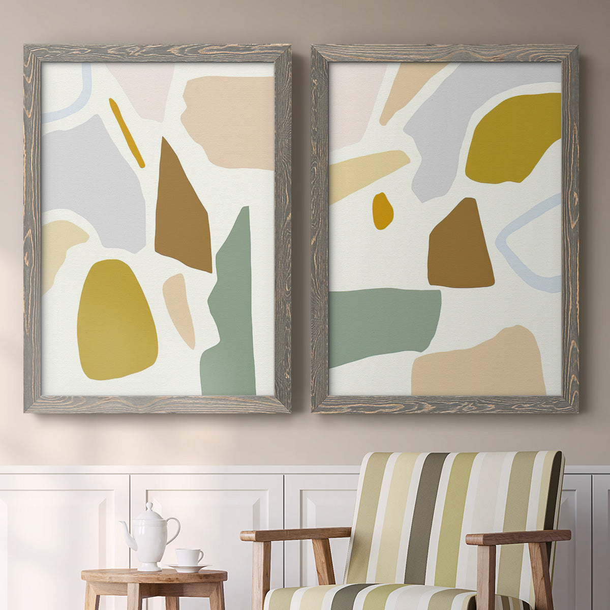 Pastel Splotches I - Premium Framed Canvas 2 Piece Set - Ready to Hang