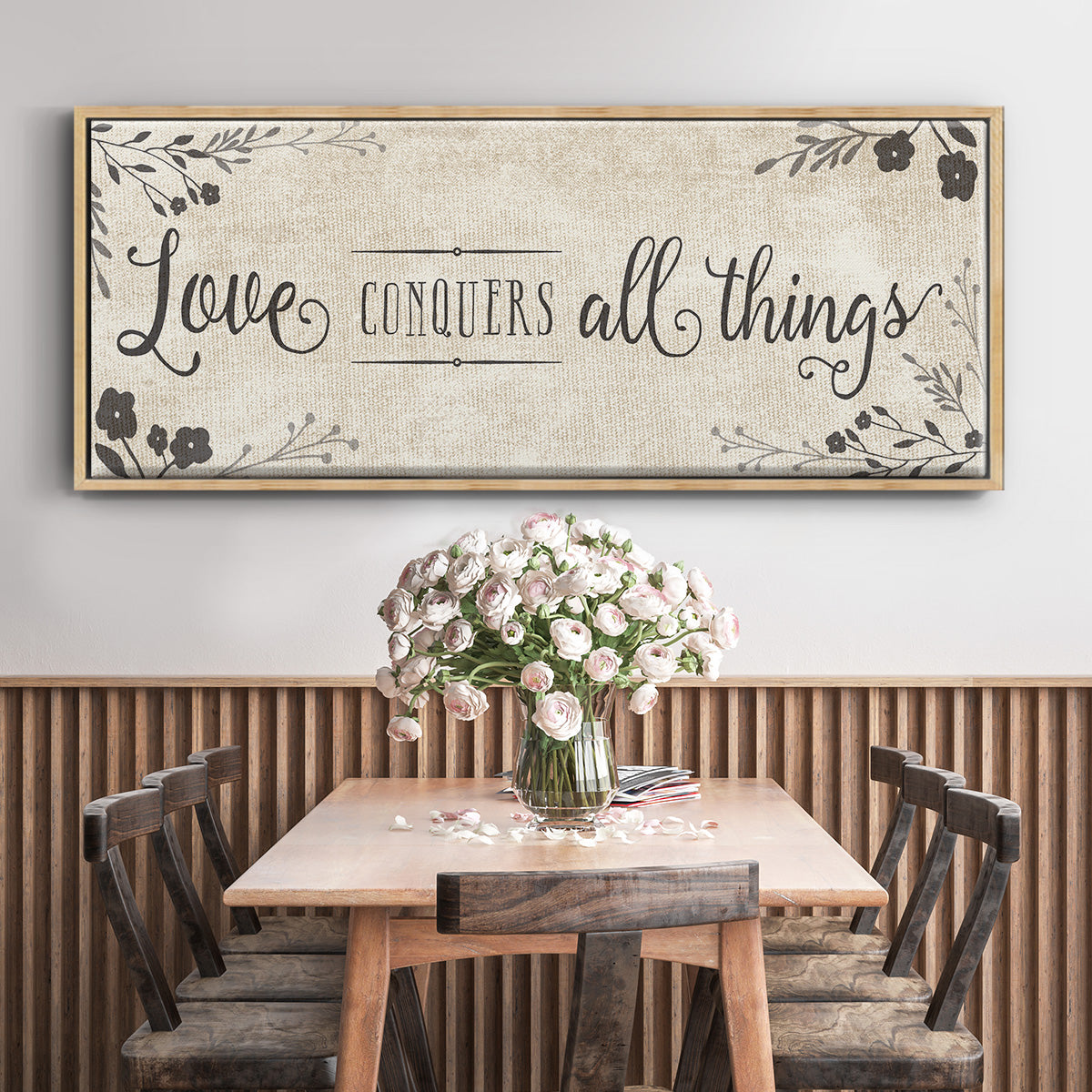 Love Conquers - Floater Framed Canvas Print