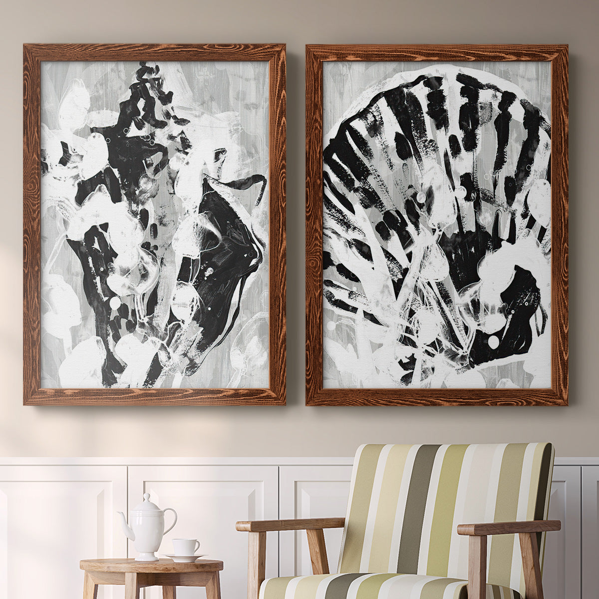 Ocean Inkblot I - Premium Framed Canvas 2 Piece Set - Ready to Hang