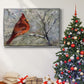 Cardinal in Snow II - Framed Gallery Wrapped Canvas in Floating Frame