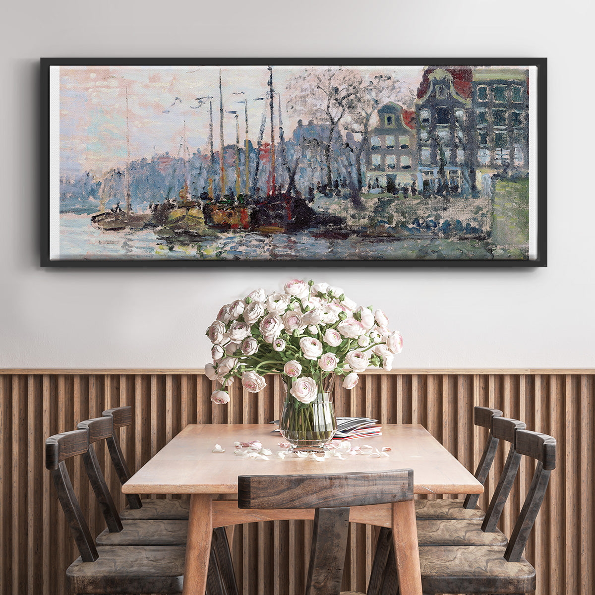 View of the Kromme Waal in Amsterdam - Floater Framed Canvas Print