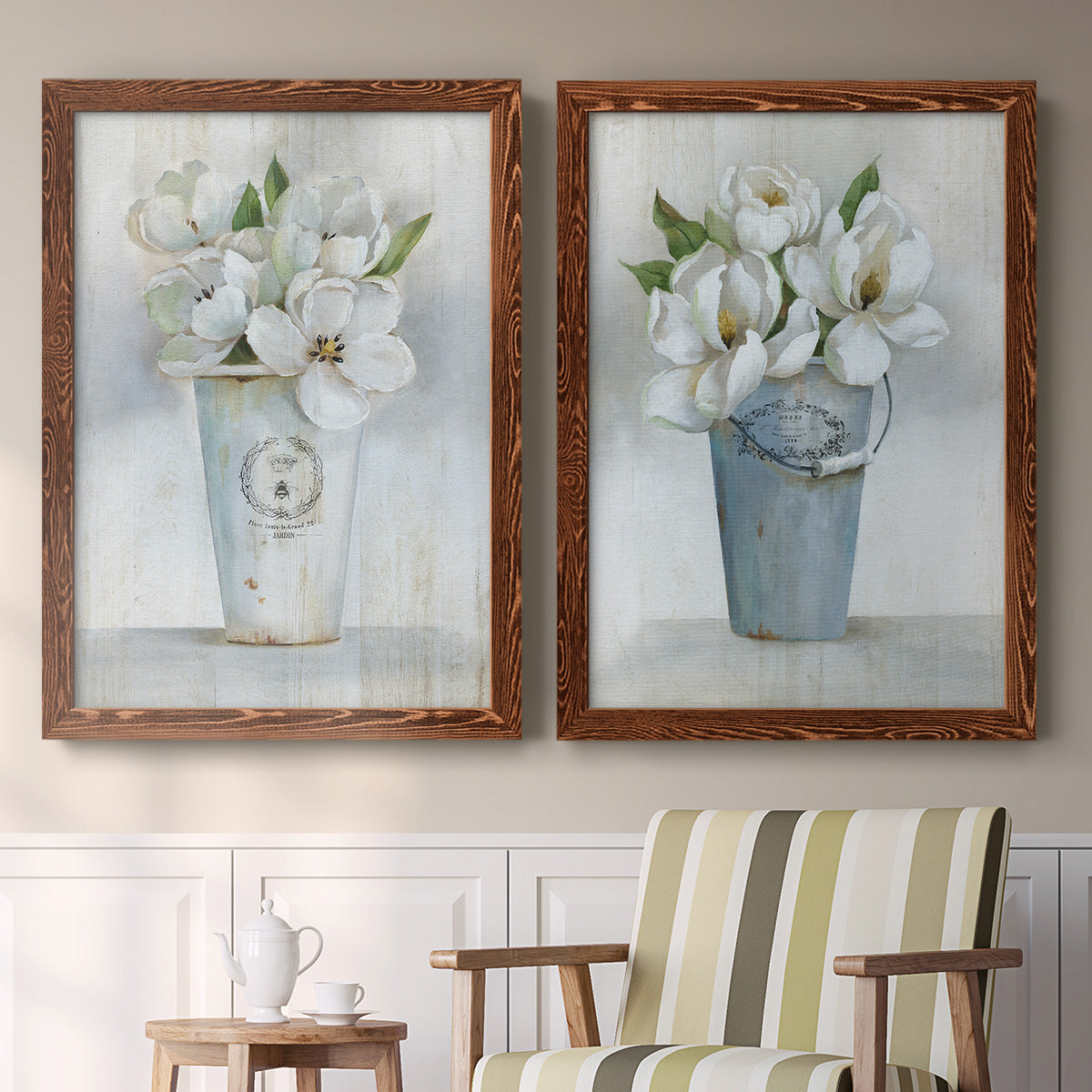 Fleuriste Francais I - Premium Framed Canvas 2 Piece Set - Ready to Hang