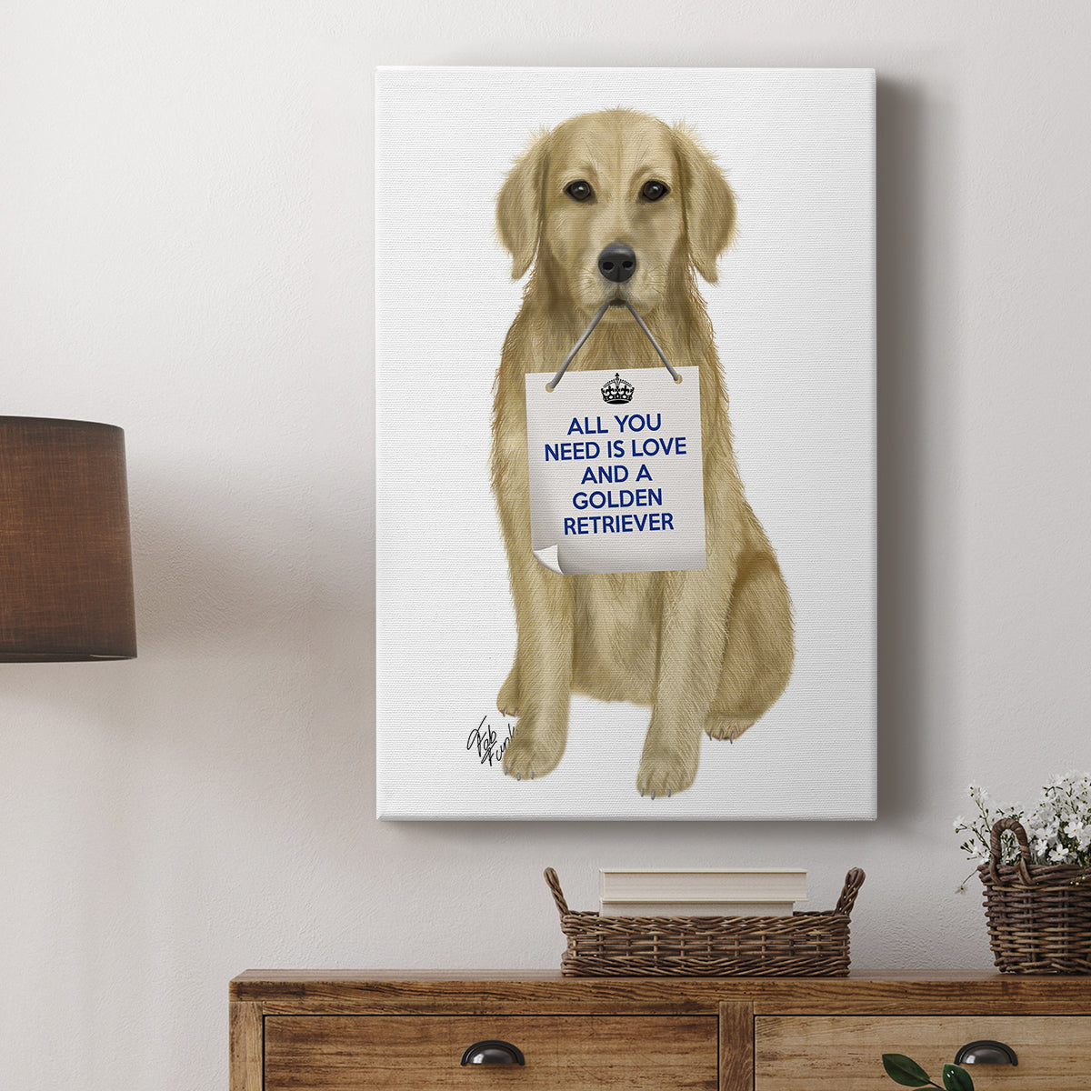 Love and Golden Retriever - Canvas Art Print