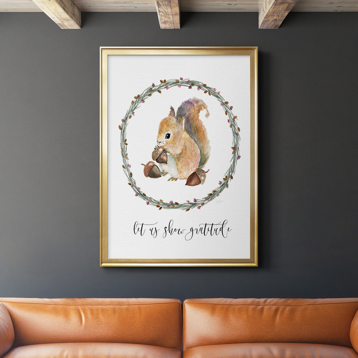 Harvest Home Squirrel - Modern Framed Canvas Print