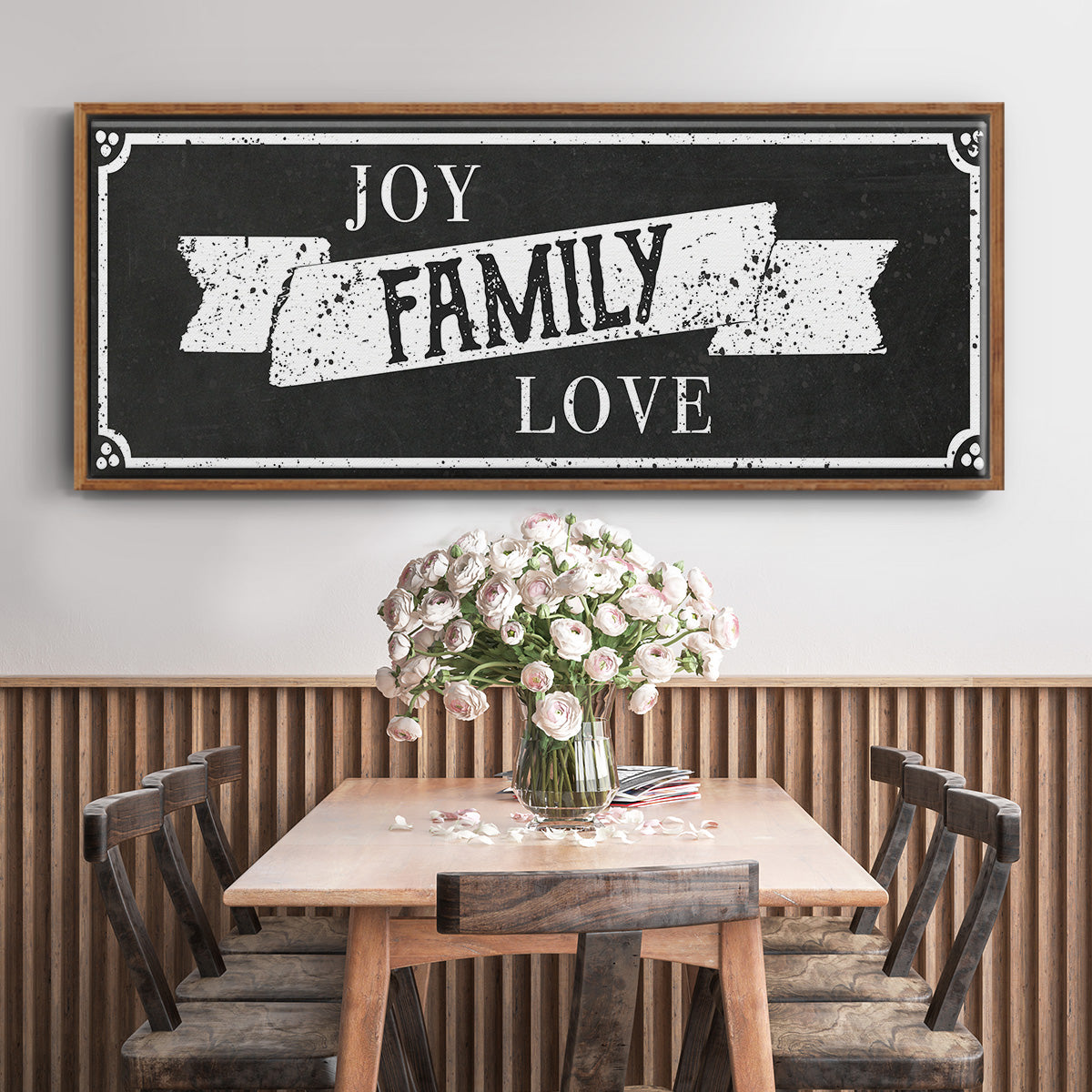 Joy Family Love - Floater Framed Canvas Print