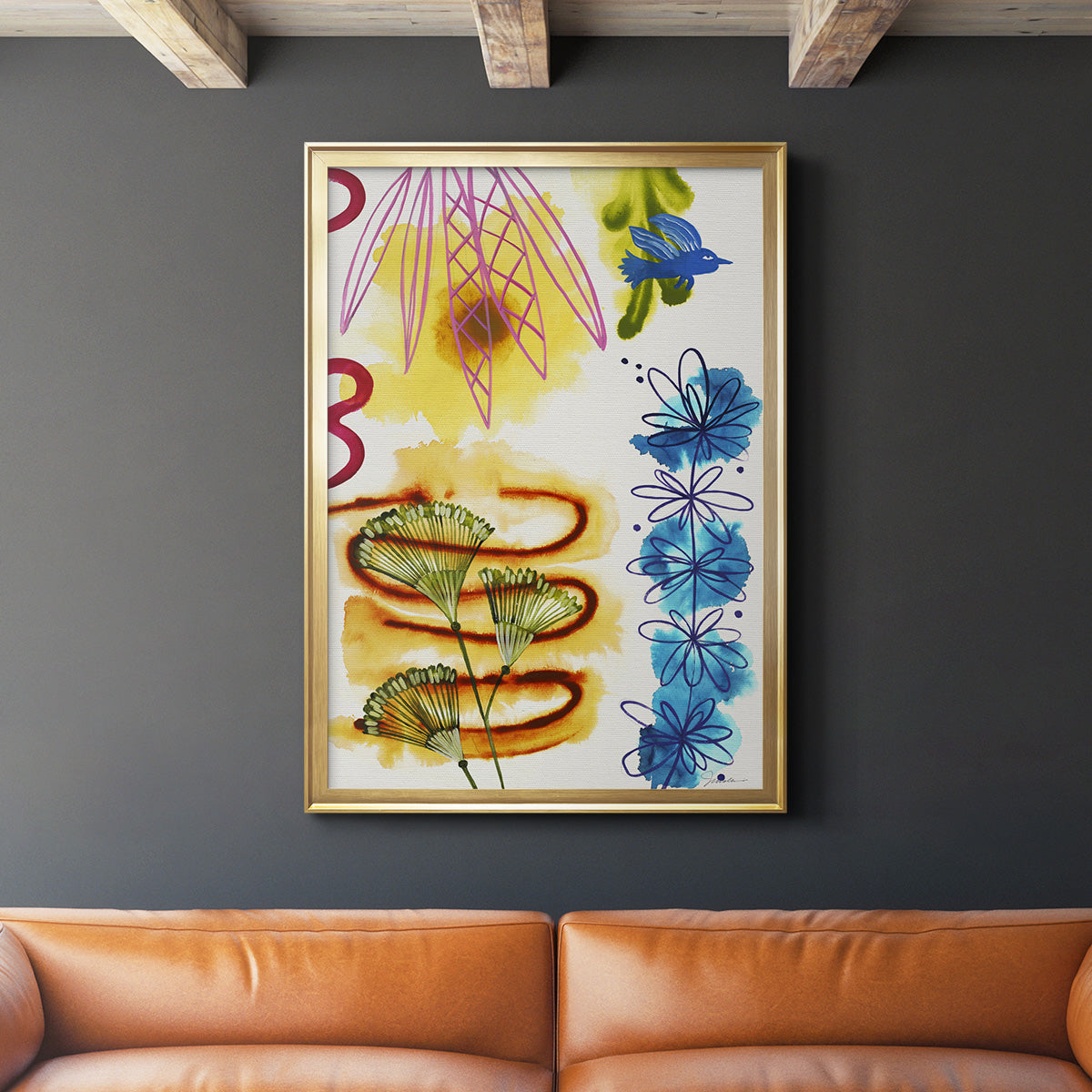 Flower Power I - Modern Framed Canvas Print