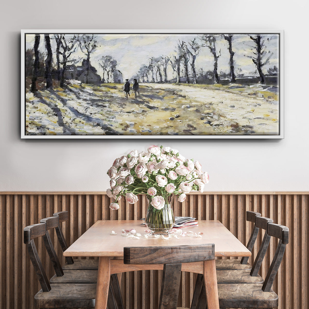 The Road, Effect of Snow at Sunset, 1869 - Floater Framed Canvas Print