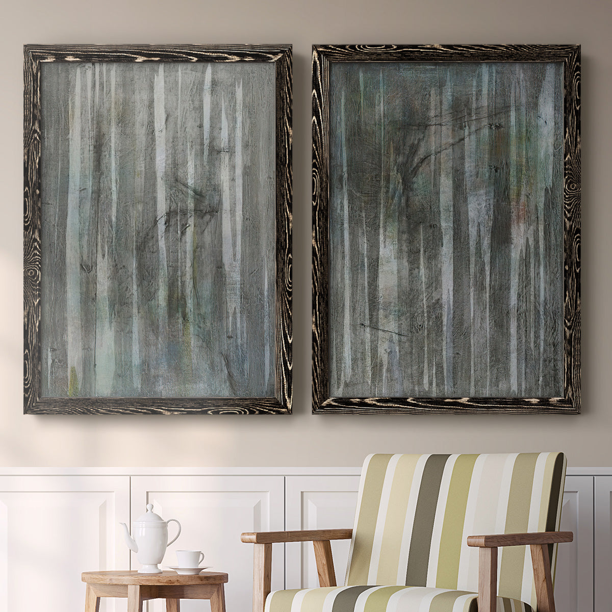 Birch Forest Abstracts I - Premium Framed Canvas 2 Piece Set - Ready to Hang