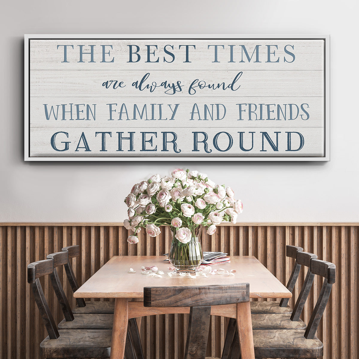 Family and Friends Gather - Floater Framed Canvas Print
