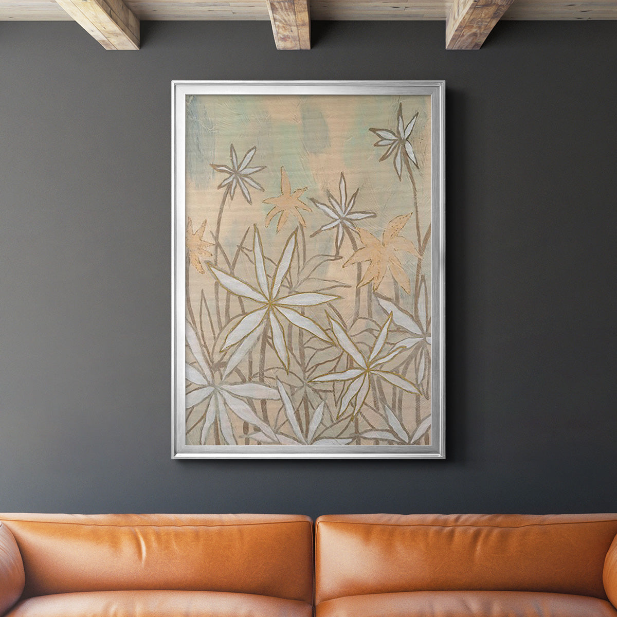 Embellished Starburst Bloom II - Modern Framed Canvas Print