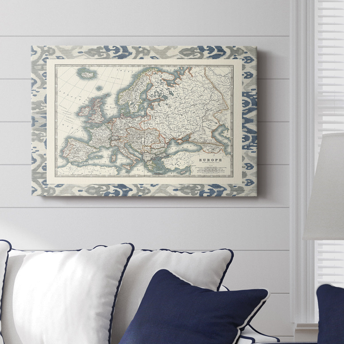 Bordered Map of Europe - Canvas Art Print