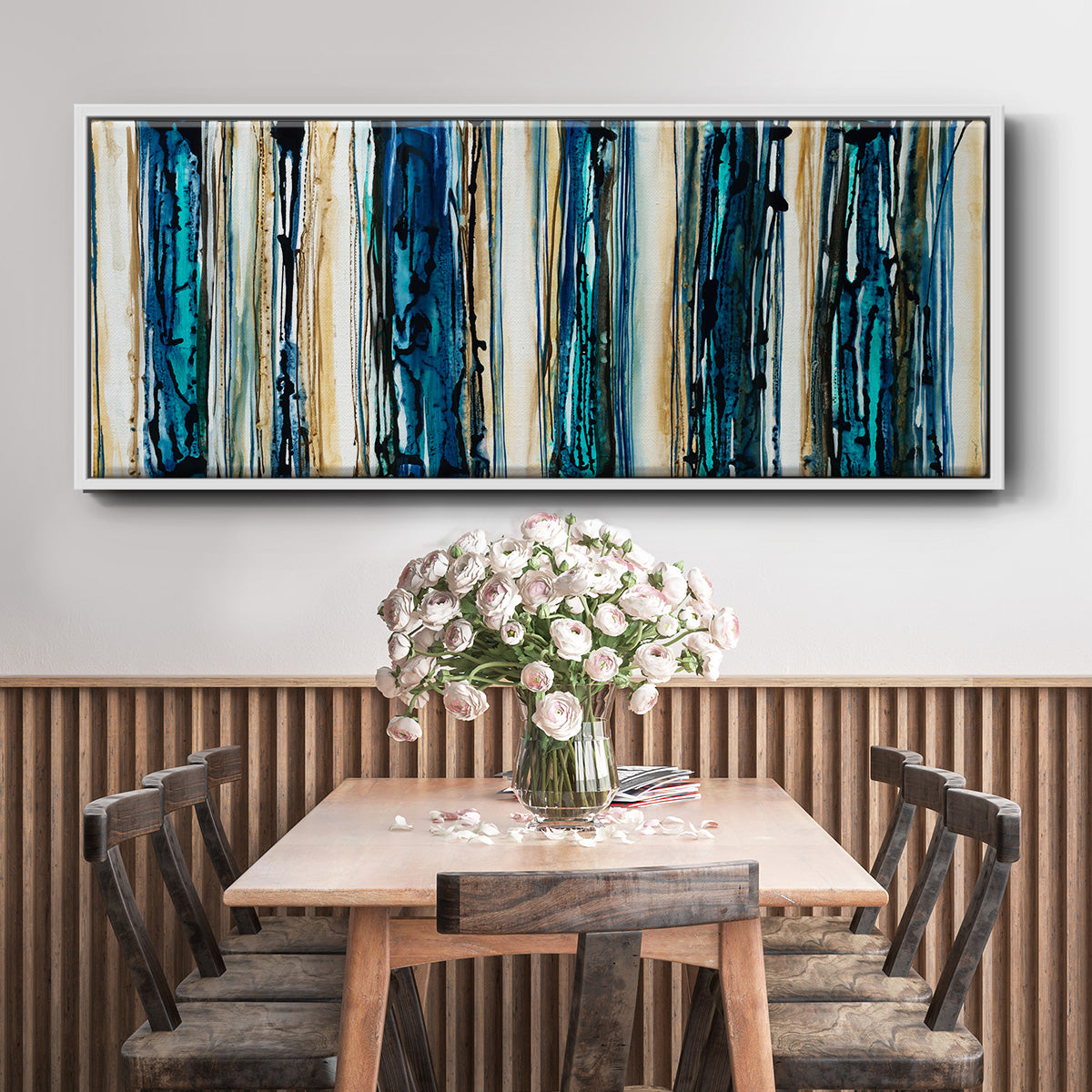 Blue Streaks - Floater Framed Canvas Print