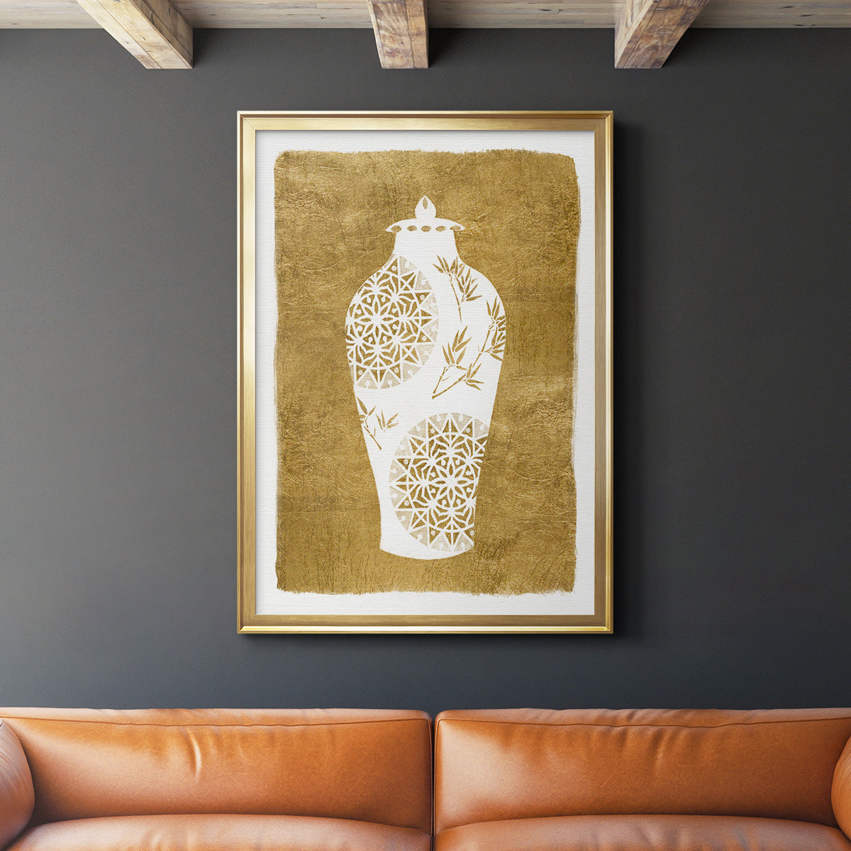 Golden Urn II - Modern Framed Canvas Print