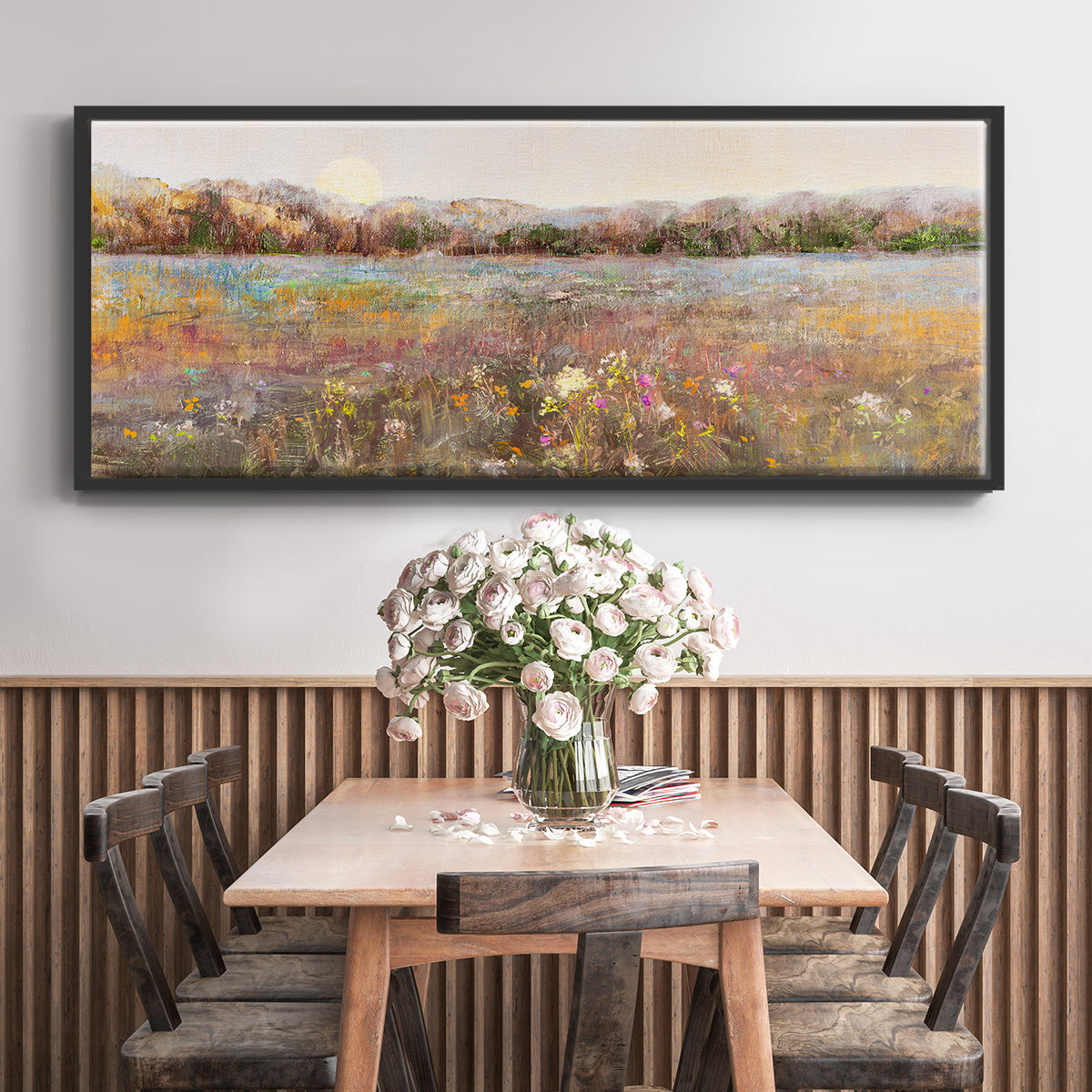 Meadow Moonrise - Floater Framed Canvas Print