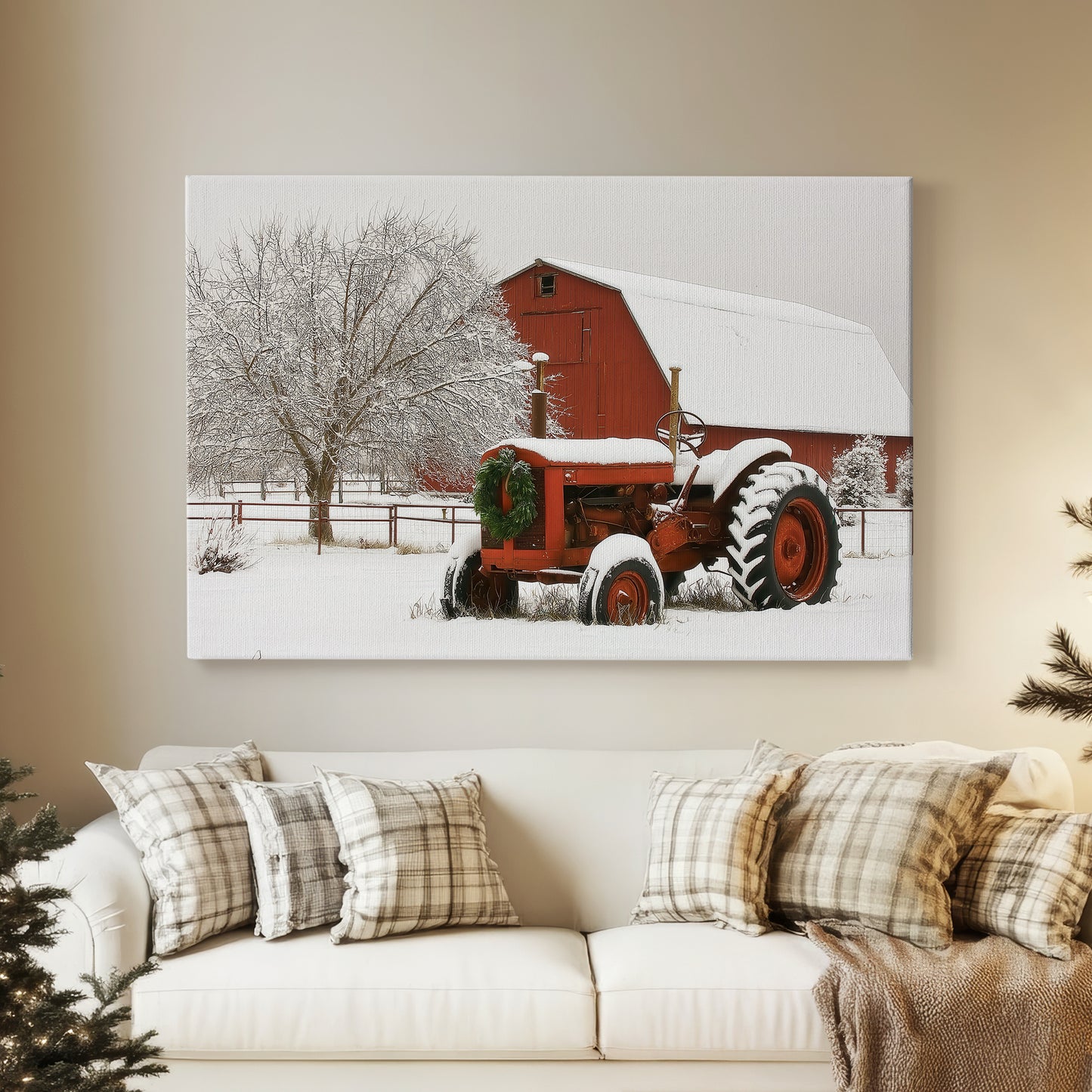 Silver Evergreen Hearth - Canvas Art Print