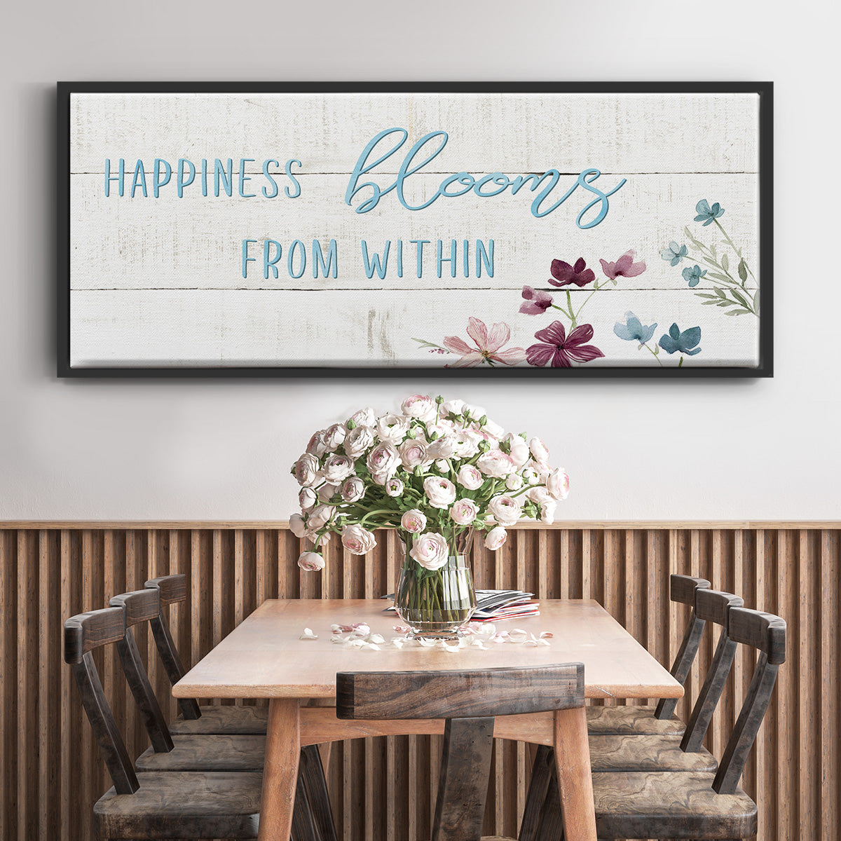 Happiness Blooms - Floater Framed Canvas Print
