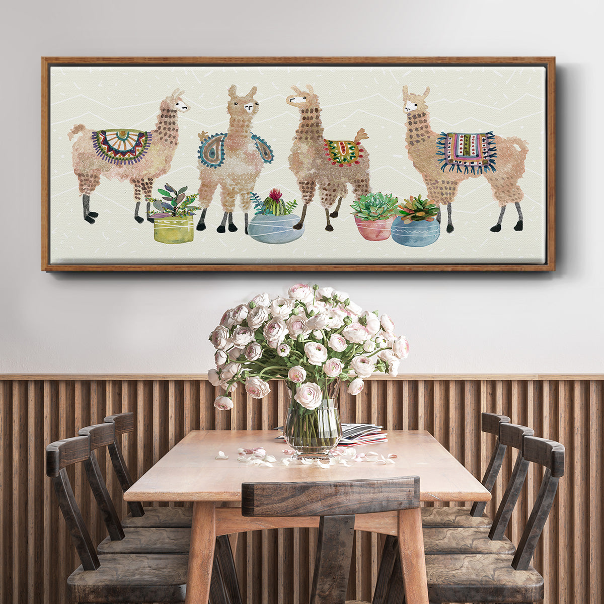 Llama Party - Floater Framed Canvas Print