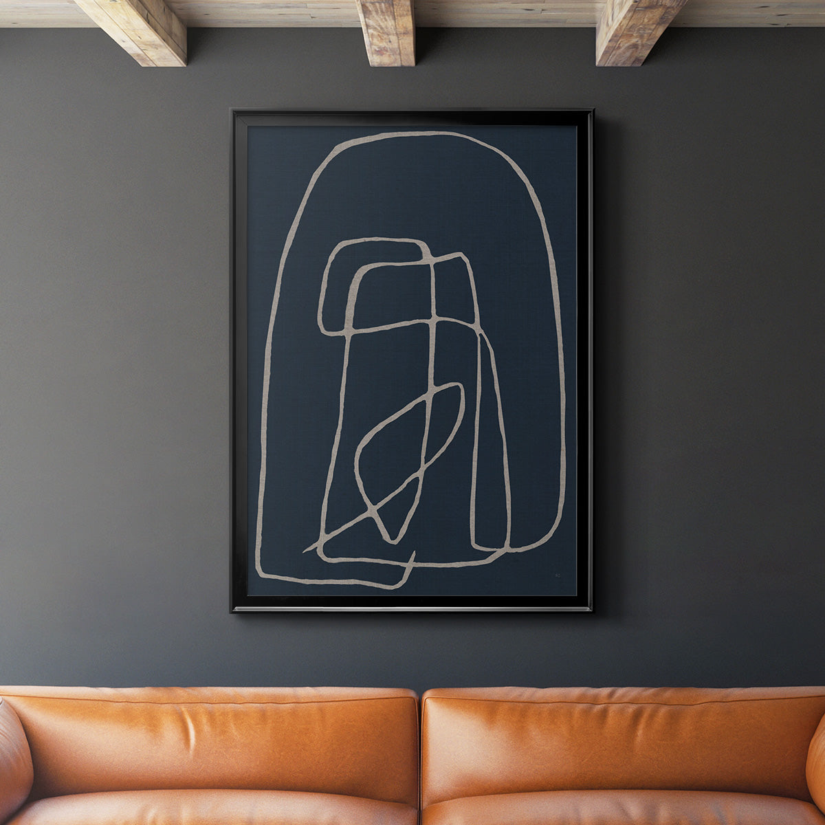 Shapes and Night Sky I - Modern Framed Canvas Print