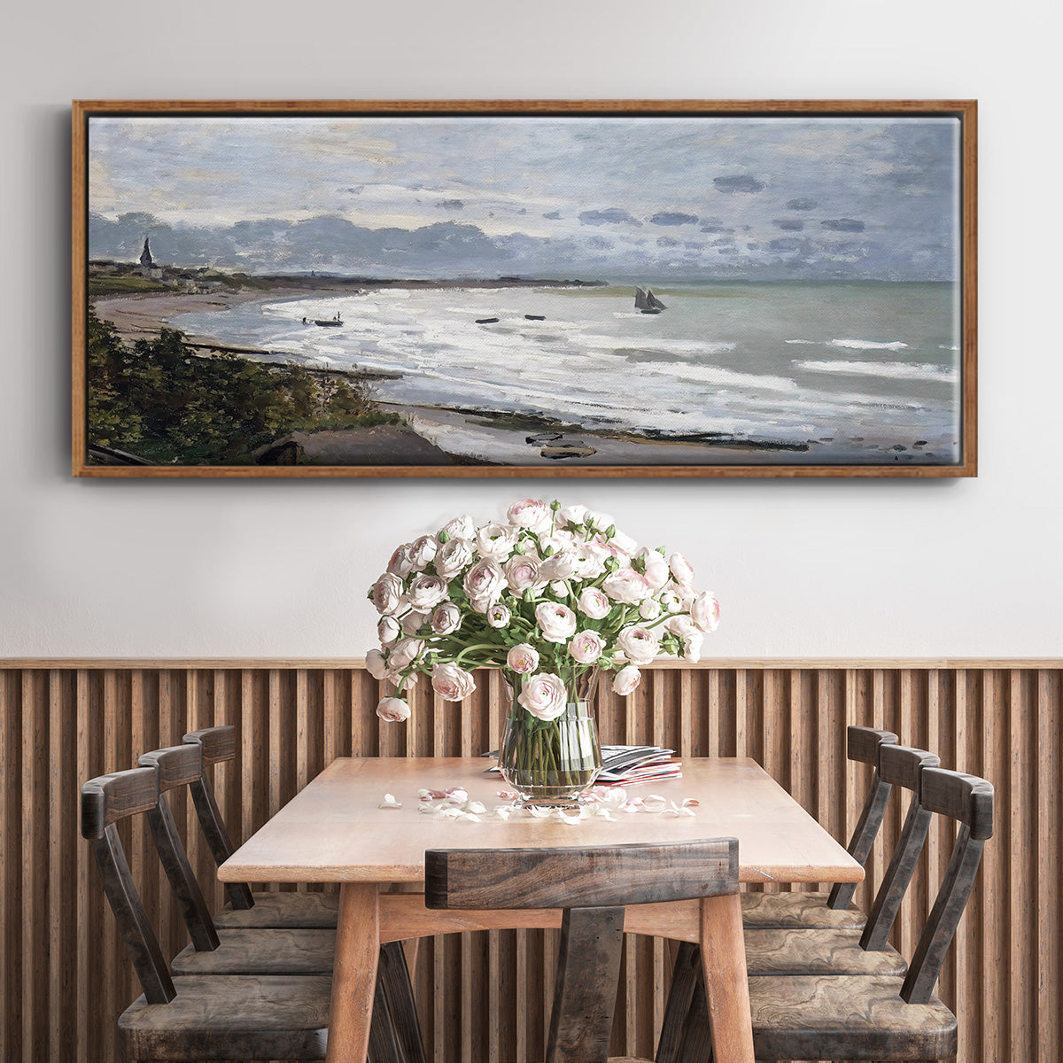 The Beach at Saint Adresse, 1876 - Floater Framed Canvas Print