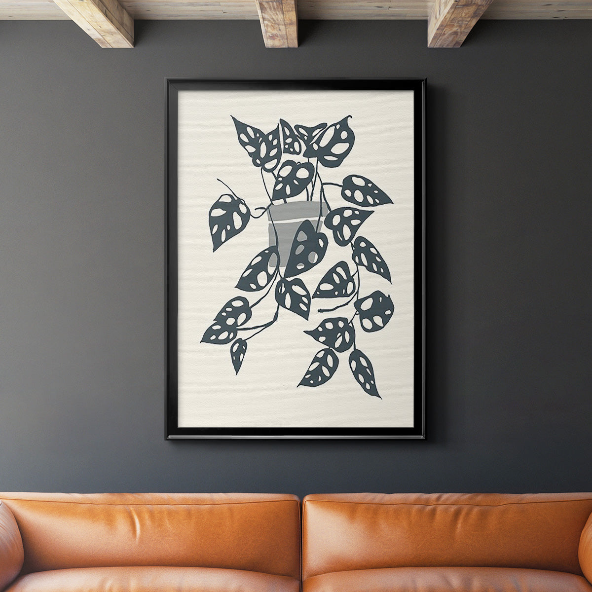 Growing Leaves II - Modern Framed Canvas Print