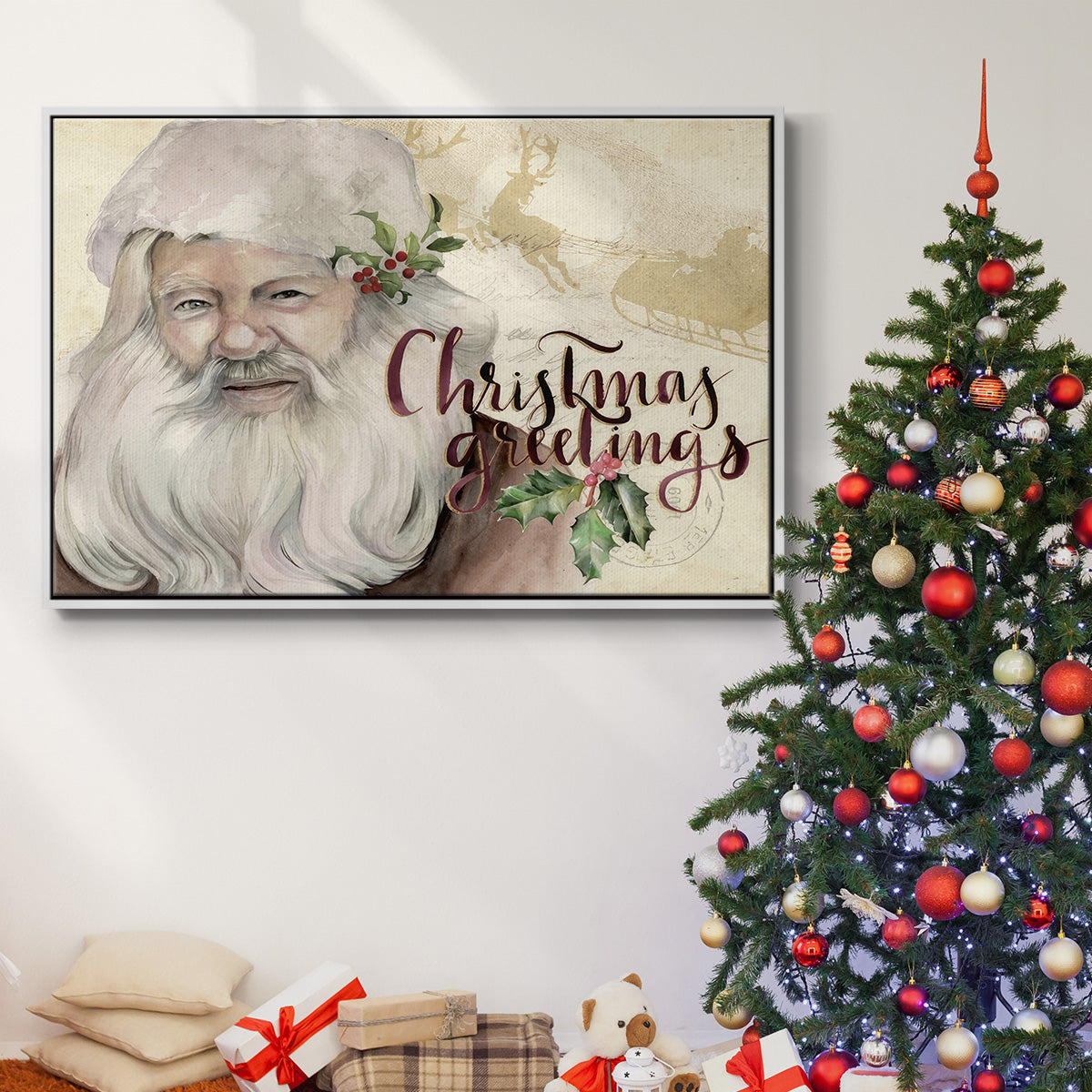 Christmas Greetings Collection A - Floater Framed Canvas Print