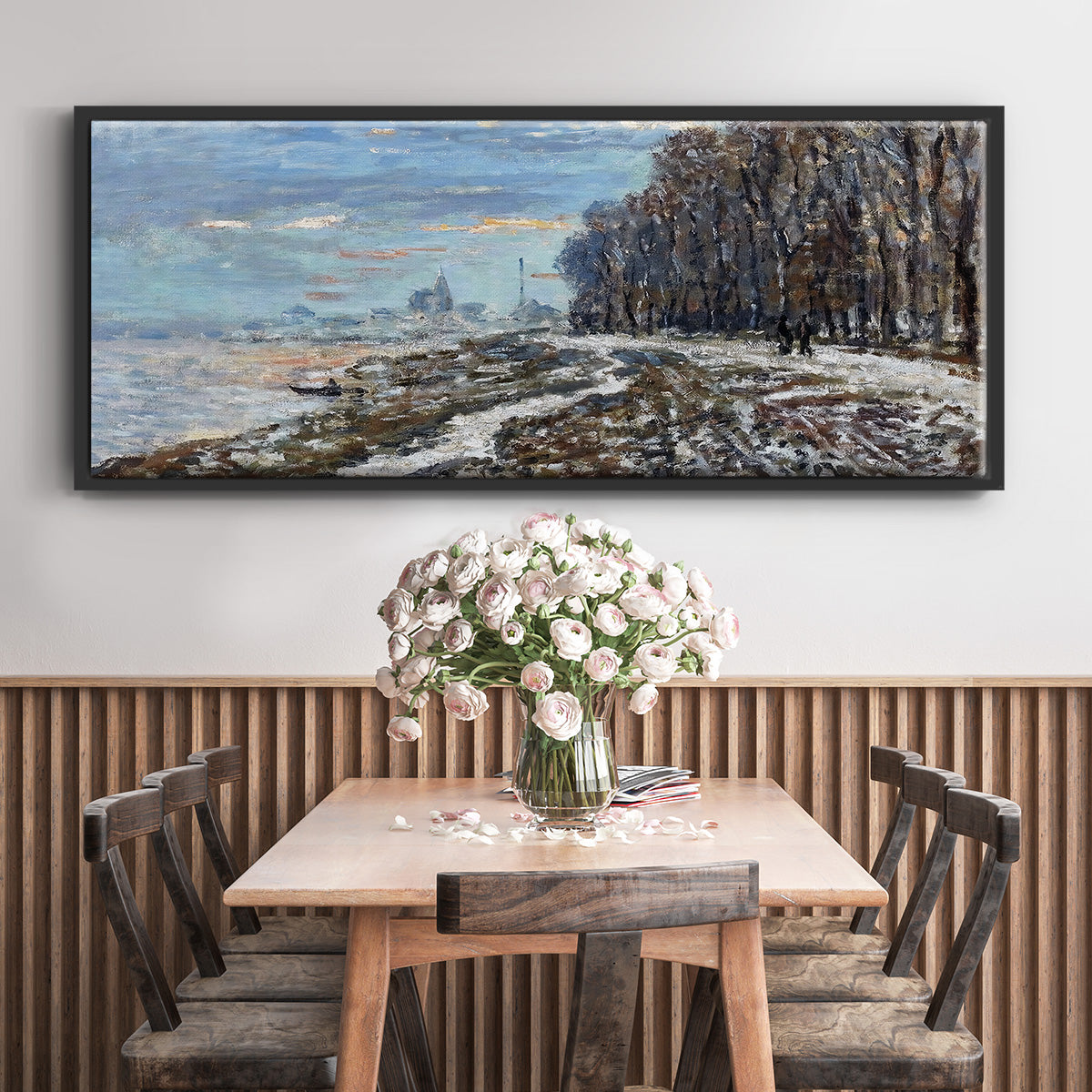 The Promenade at Argenteuil, Winter's Evening, 1875 - Floater Framed Canvas Print