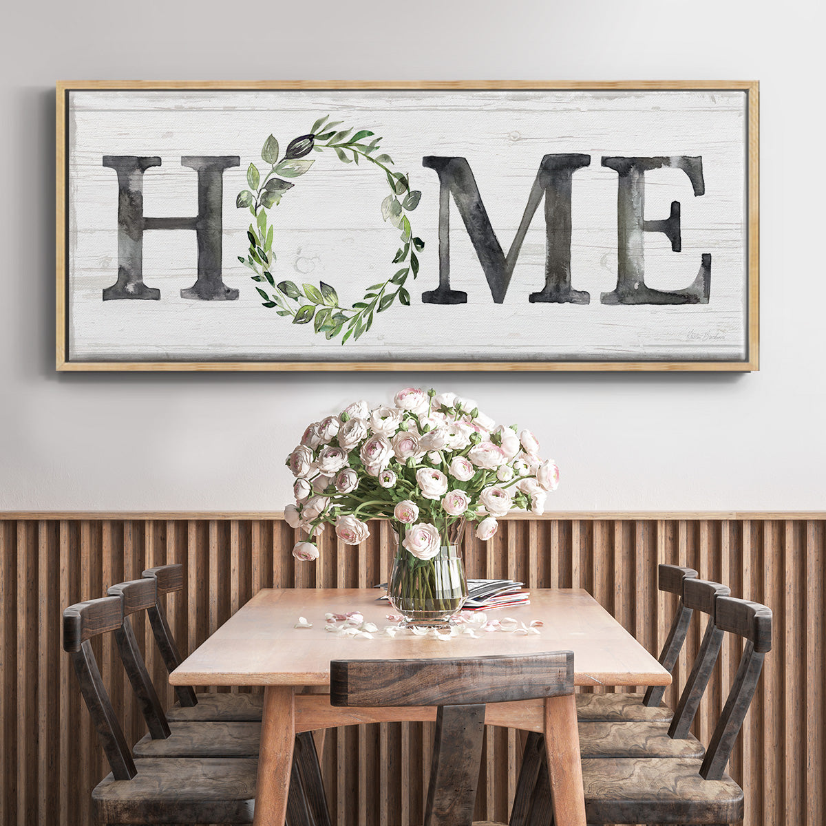 Gray Home Wreath - Floater Framed Canvas Print