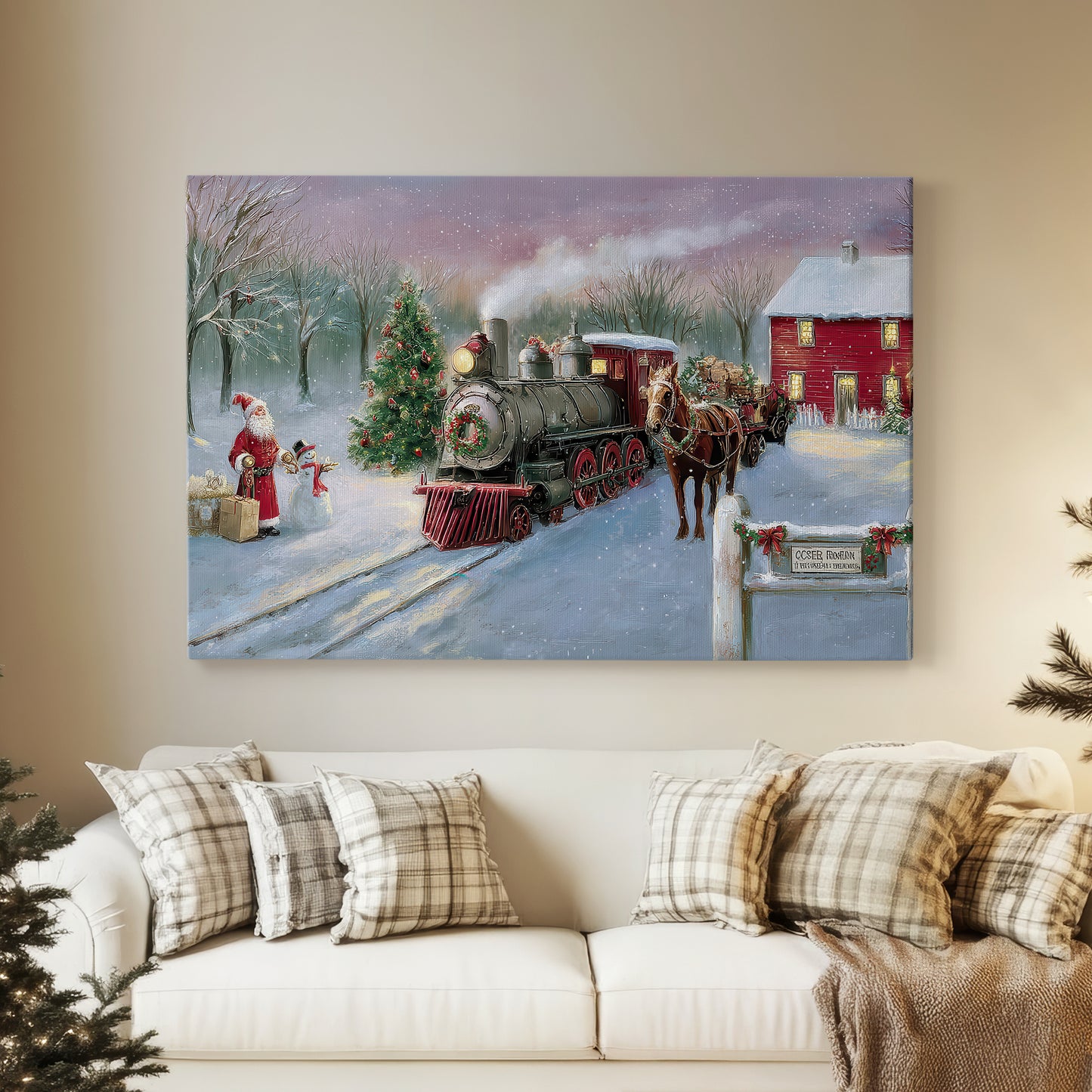 Pale Winter Nativity Hearth - Canvas Art Print