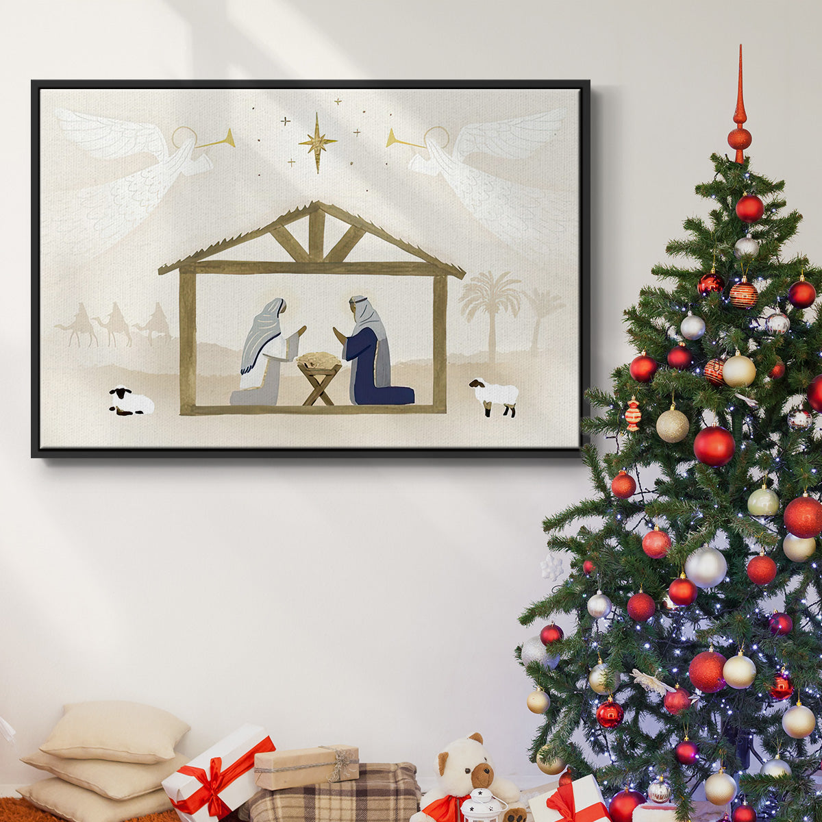 Away in a Manger Collection A - Framed Gallery Wrapped Canvas in Floating Frame