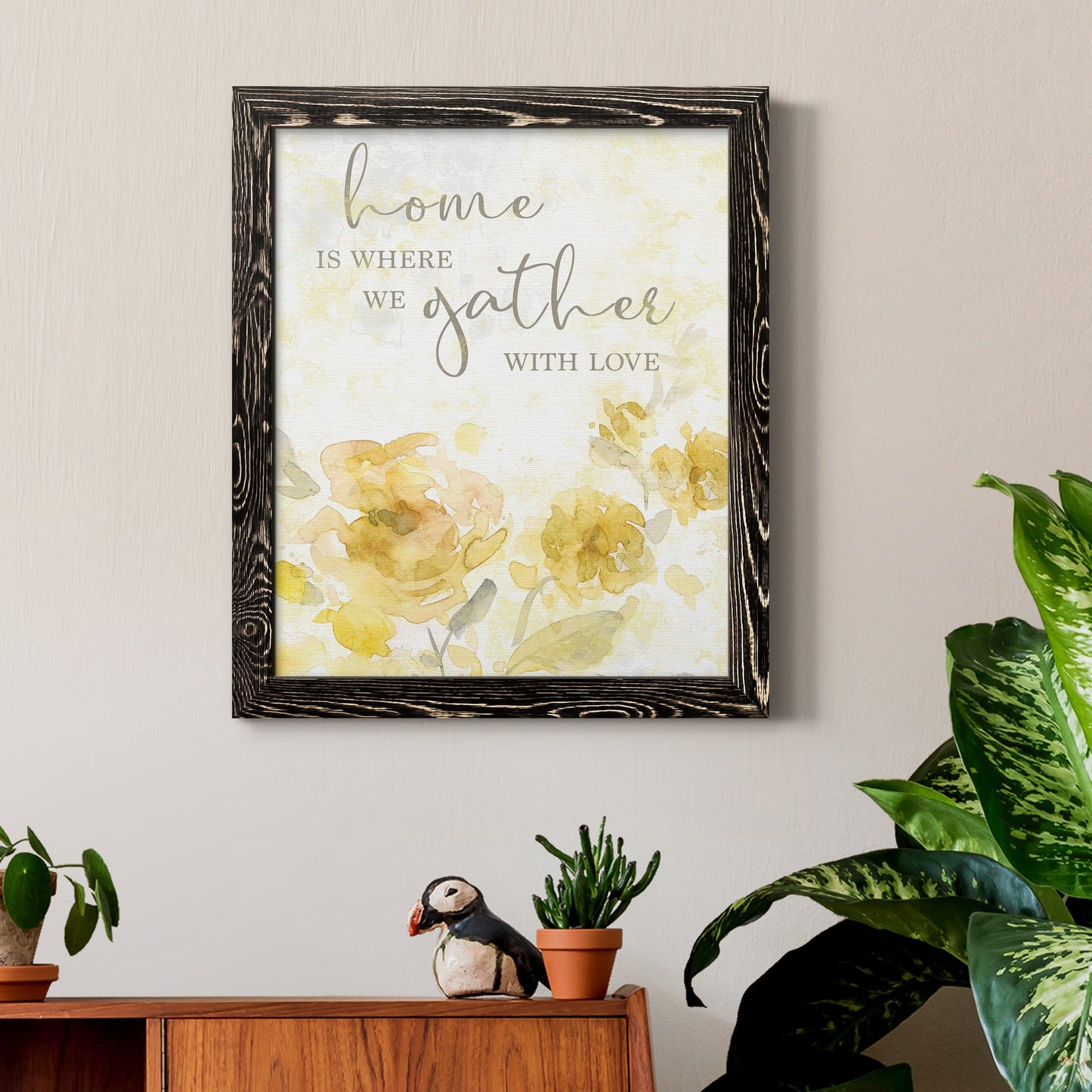 Gather with Love - Premium Canvas Framed in Barnwood - Ready to Hang