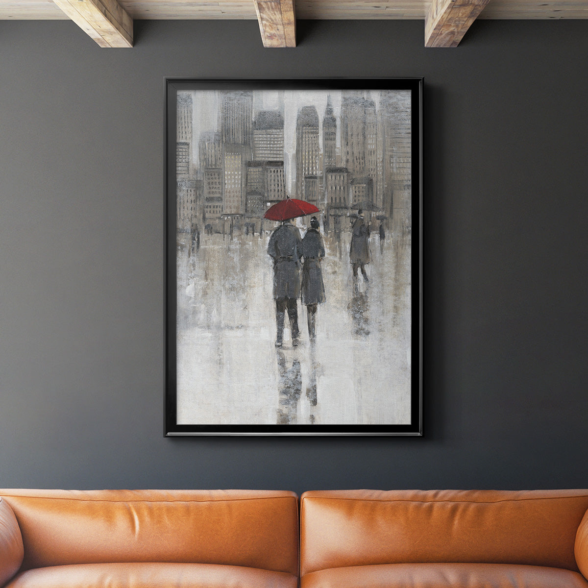 Rain in The City I - Modern Framed Canvas Print