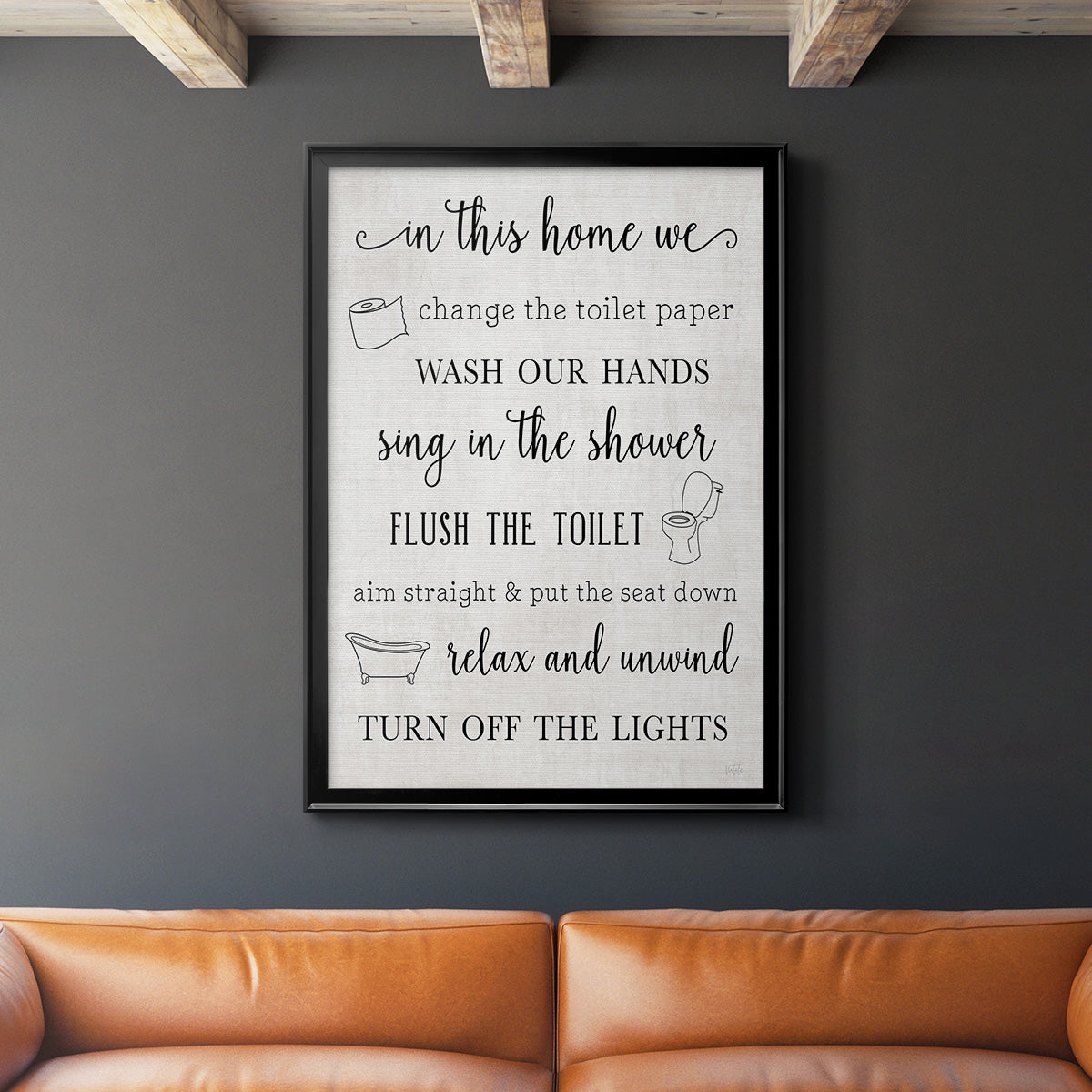 In This Bathroom - Modern Framed Canvas Print