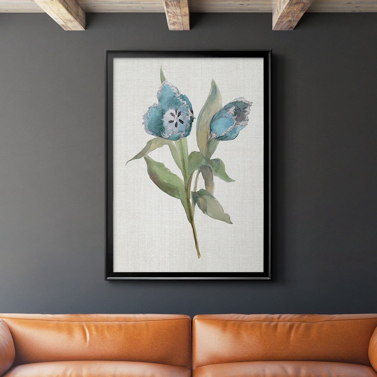 Blue Tulip Picks I - Modern Framed Canvas Print