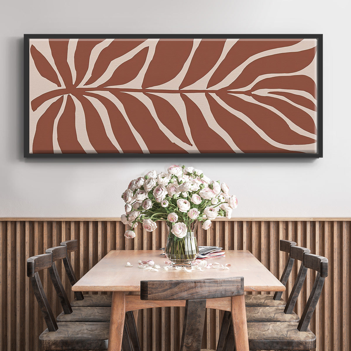 Terra Cotta Block Palms I - Floater Framed Canvas Print