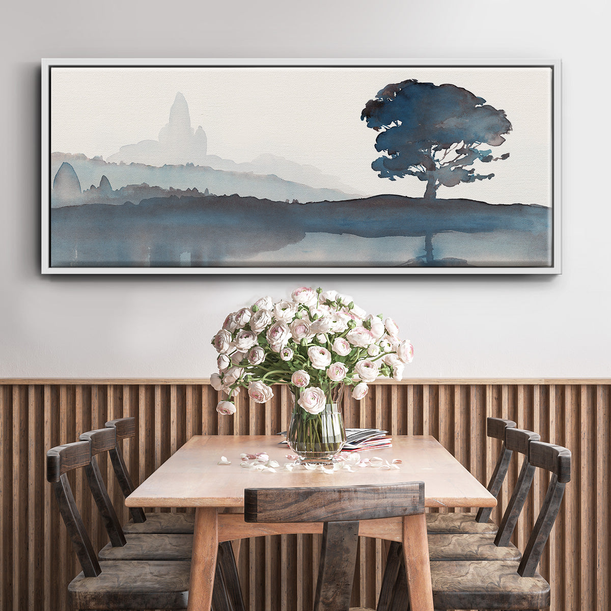 Serene Silhouette II - Floater Framed Canvas Print