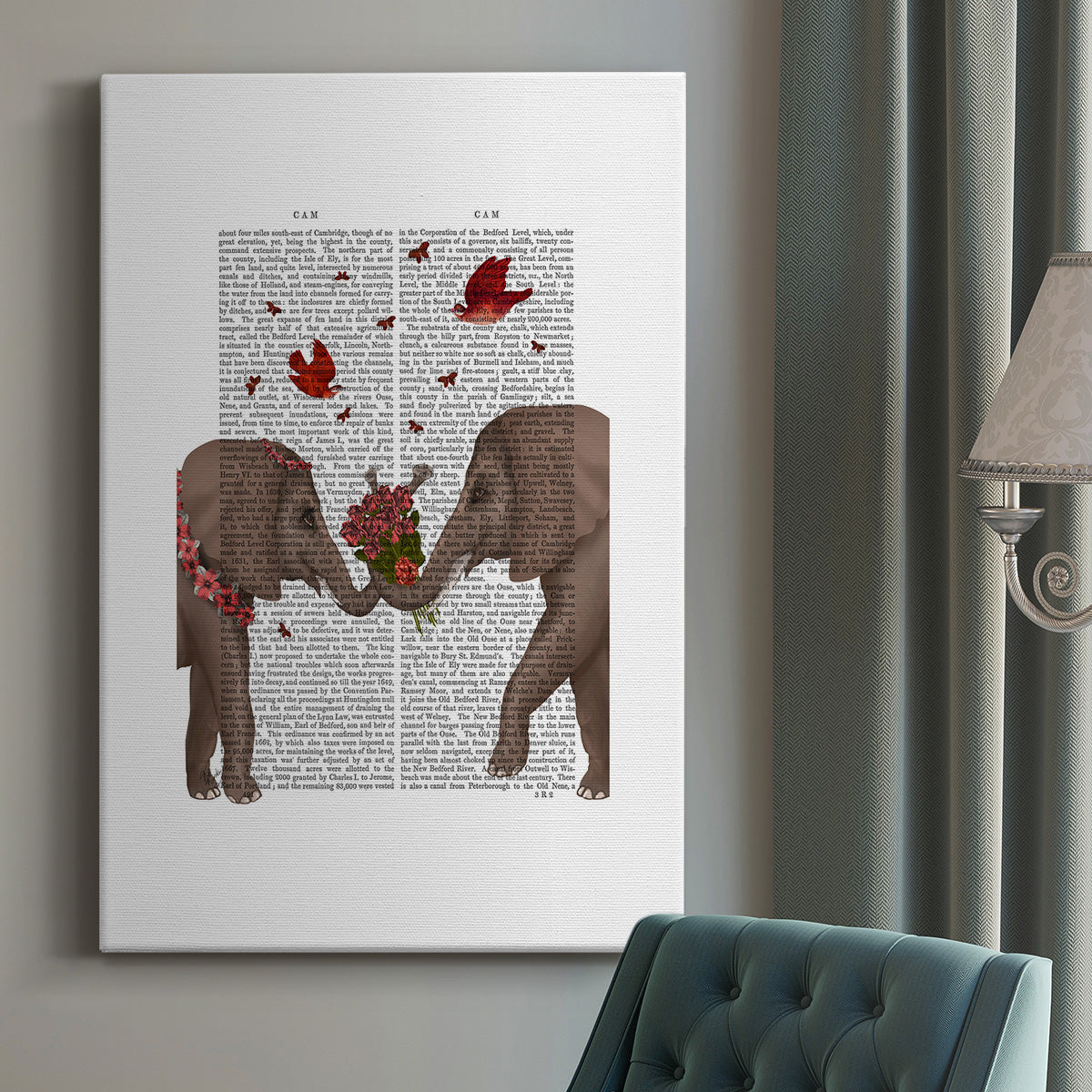 Elephant Bouquet, Portrait Premium Gallery Wrapped Canvas - Ready to Hang