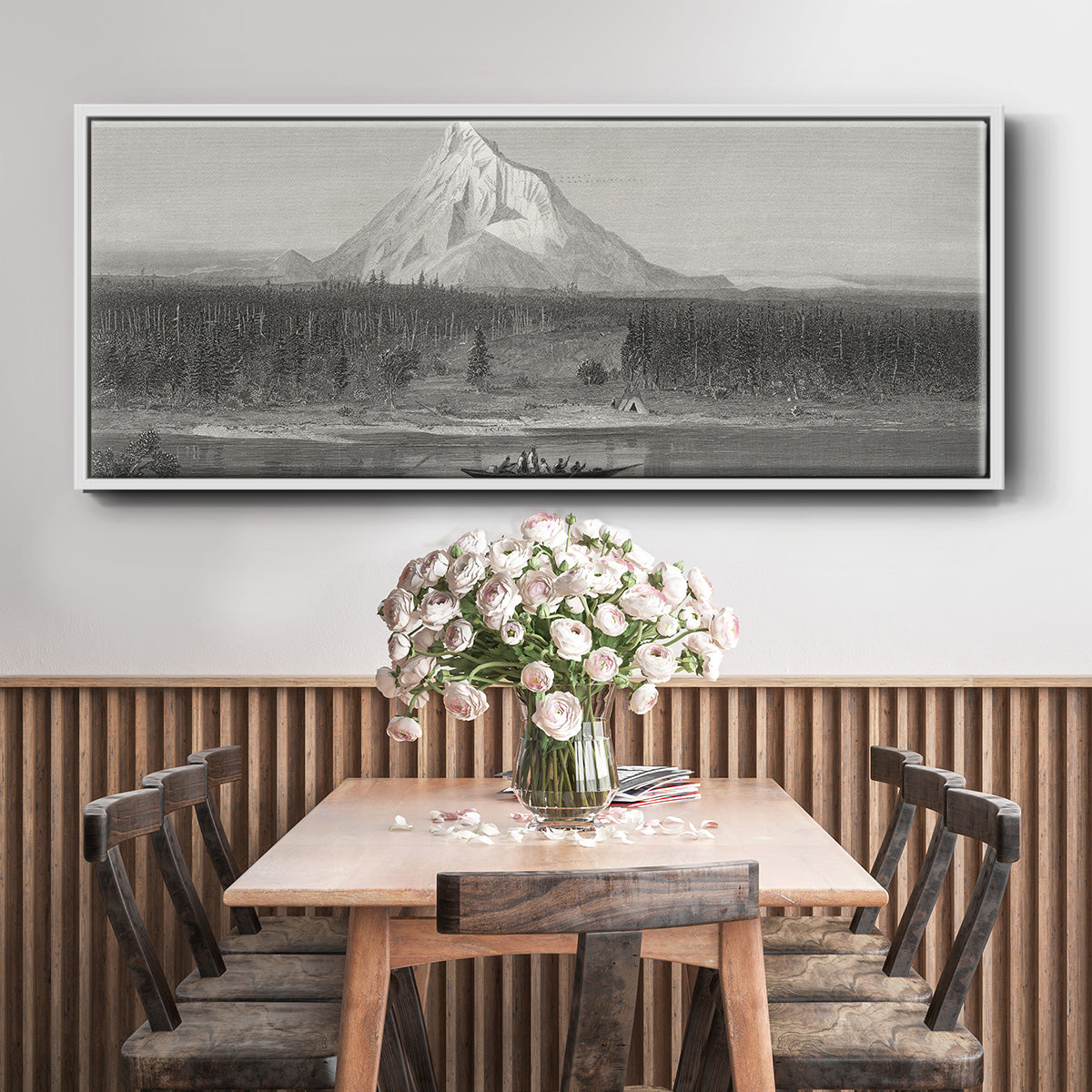 Mount Hood from the Columbia - Floater Framed Canvas Print
