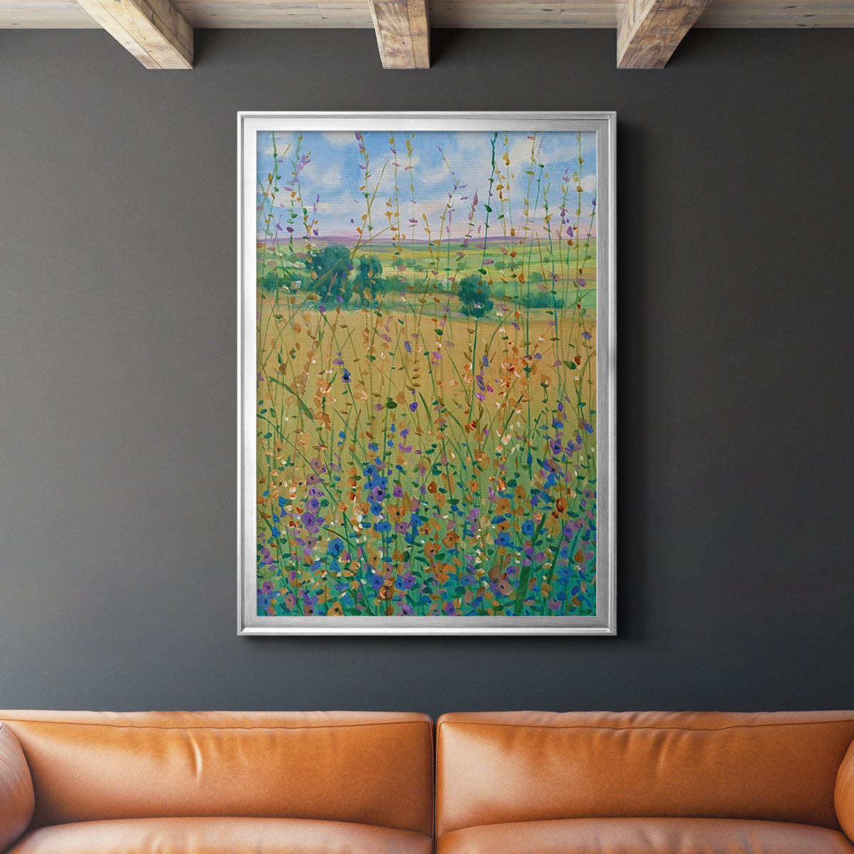 Wildflower Path I - Modern Framed Canvas Print