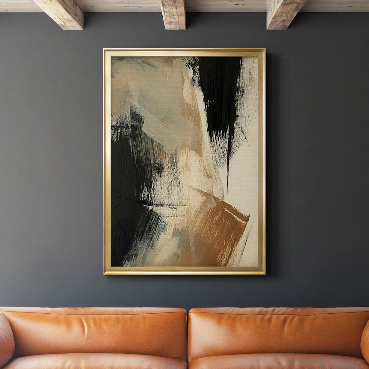 Baked Paintstrokes V - Modern Framed Canvas Print