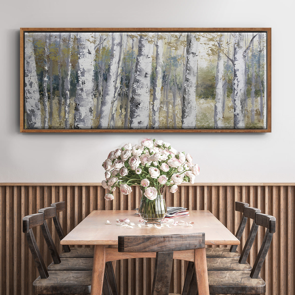 Hidden Birch - Floater Framed Canvas Print