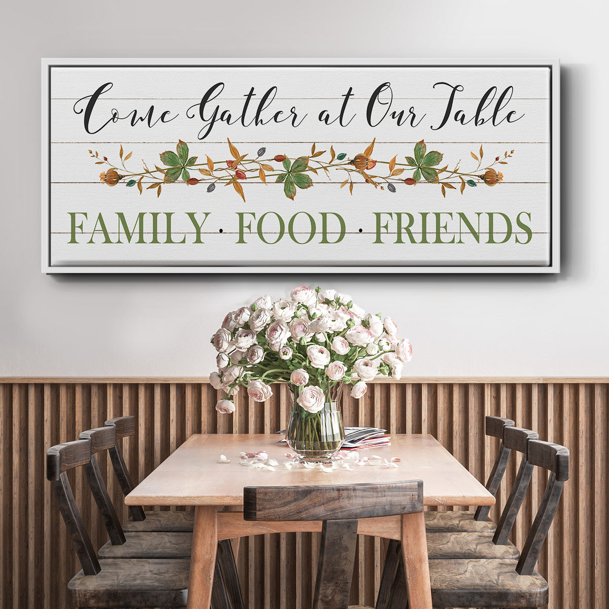 Feeding Friends I - Floater Framed Canvas Print