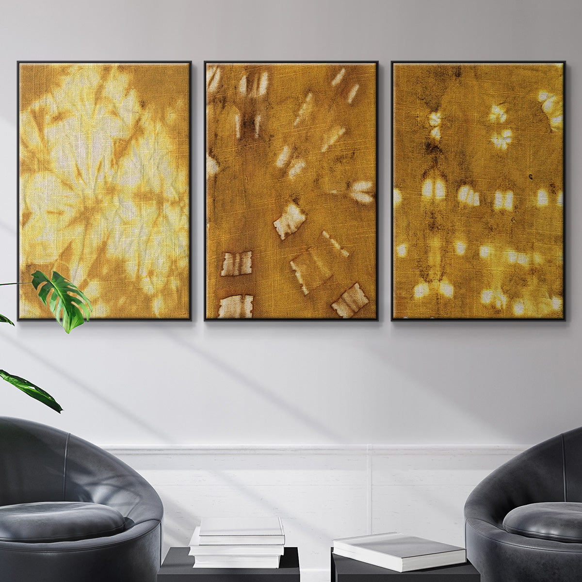 Turmeric Sunrise I - Framed Premium Gallery Wrapped Canvas L Frame 3 Piece Set - Ready to Hang