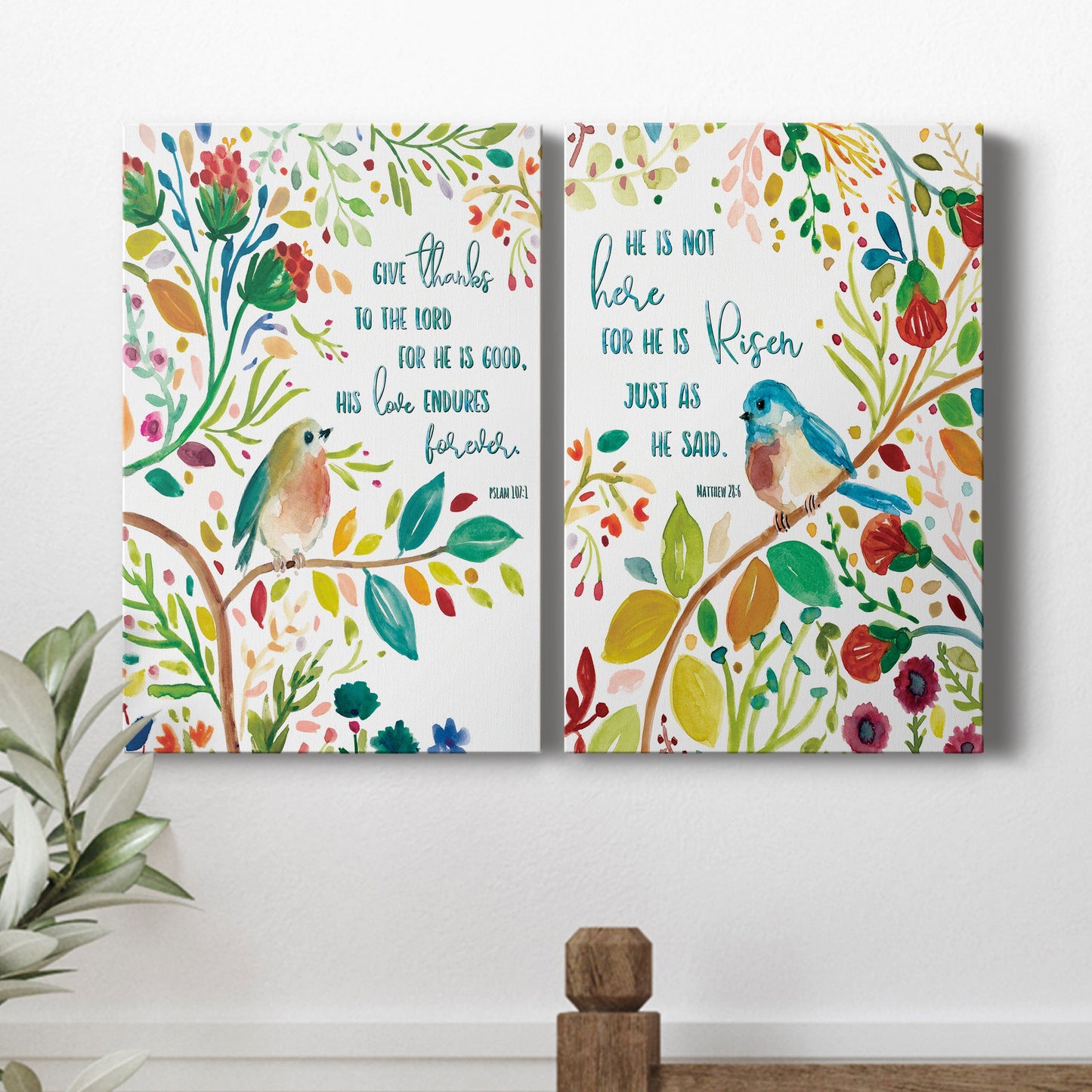 Give Thanks Premium Gallery Wrapped Canvas - Ready to Hang - Set of 2 - 8 x 12 Each