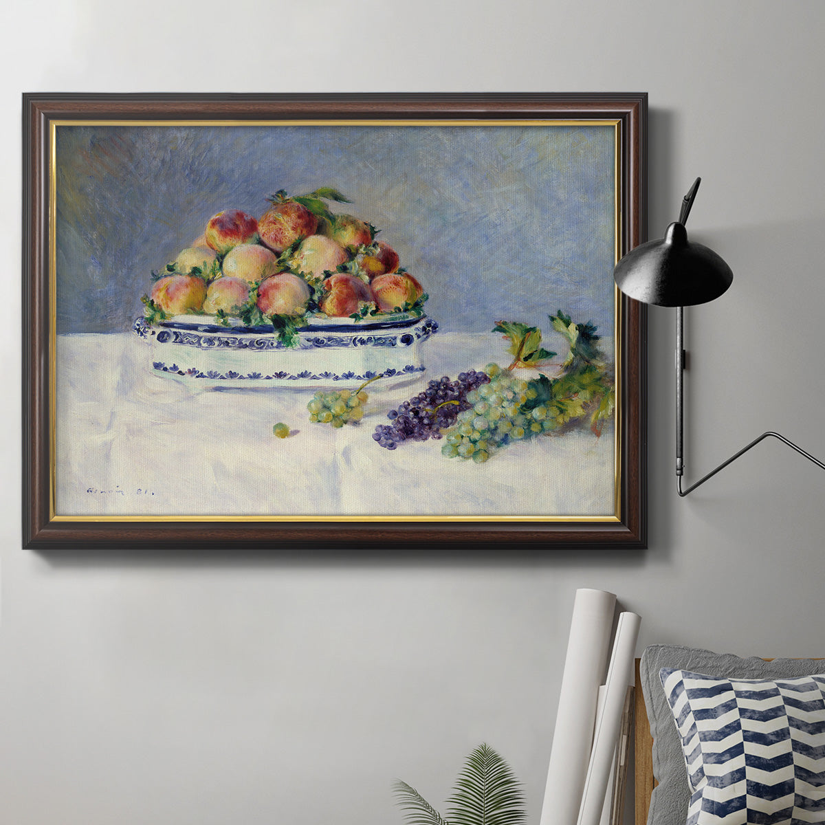 Still Life with Peaches and Grapes Premium Framed Canvas- Ready to Hang