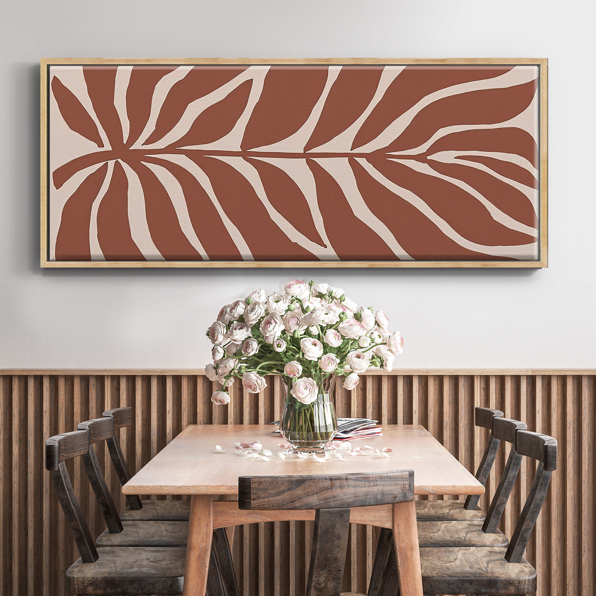 Terra Cotta Block Palms I - Floater Framed Canvas Print